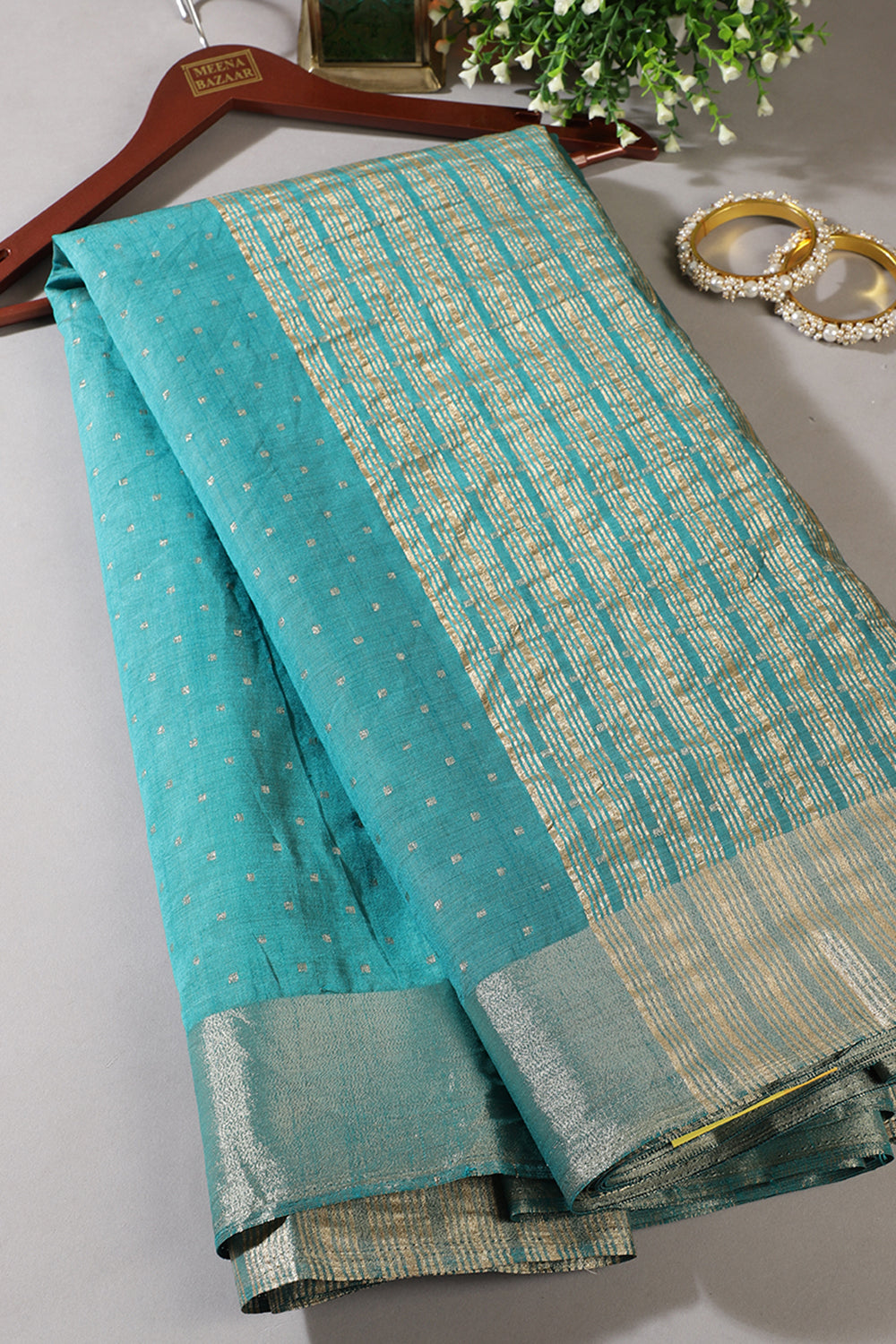Teal Zari Woven Silk Saree