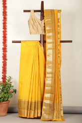 Yellow Woven Cotton Silk Saree