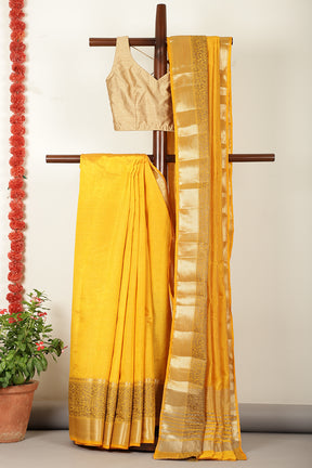 Yellow Woven Cotton Silk Saree