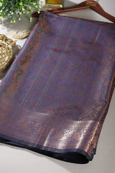 Blue Paper Silk Floral and Paisley Resham & Zari Woven Saree