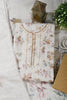 Cream & Fawn Chanderi Cotton Floral Printed And Embroidered Unstitched Suit