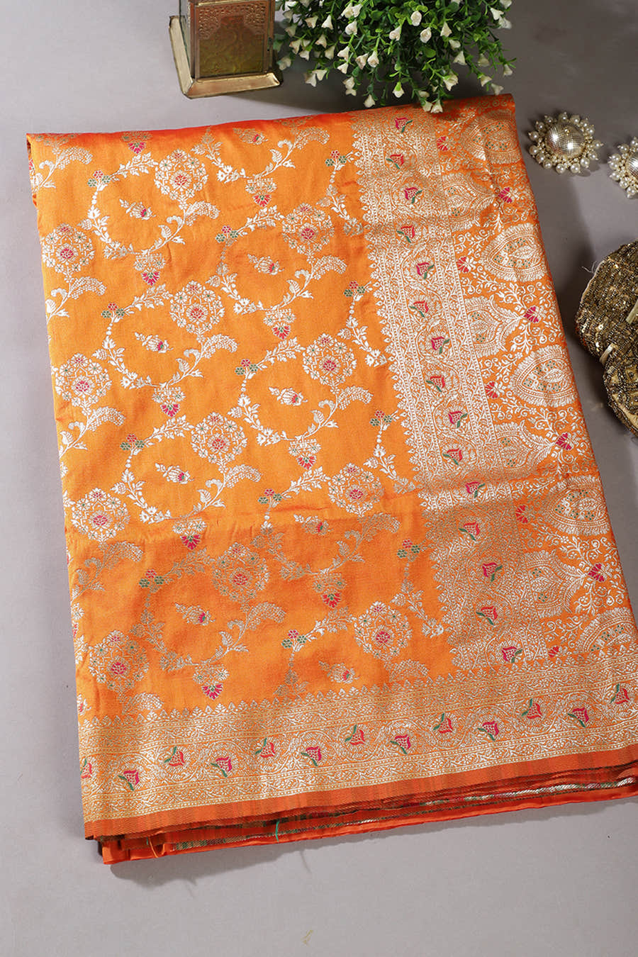Mustard Colour Banarasi Silk Woven Saree