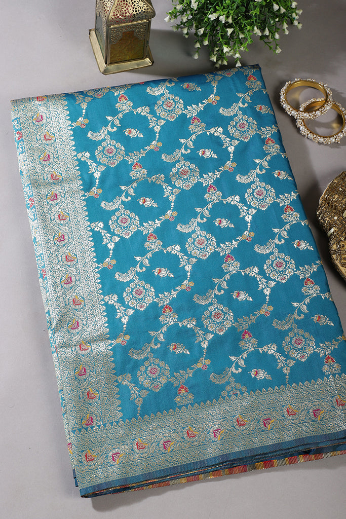 Teal Colour Banarasi Silk Woven Saree