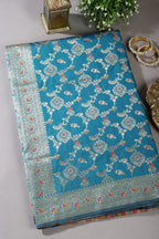 Teal Colour Banarasi Silk Woven Saree