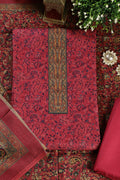 Cranberry Color Pashmina Digital Printed Unstitched Suit Fabric