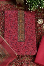 Cranberry Color Pashmina Digital Printed Unstitched Suit Fabric