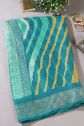 Teal & Yellow Color Chiffon Printed Saree
