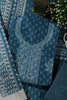 Blue Chanderi Silk Printed And Embroidered Unstitched Suit Material