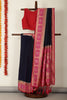 Navy & Magenta Dual Toned Tussar Silk Patola Woven Saree
