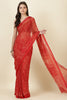 Red Georgette Bandhani Printed Saree