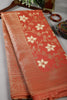 Red Color Chanderi Cotton Floral Zari Woven Saree