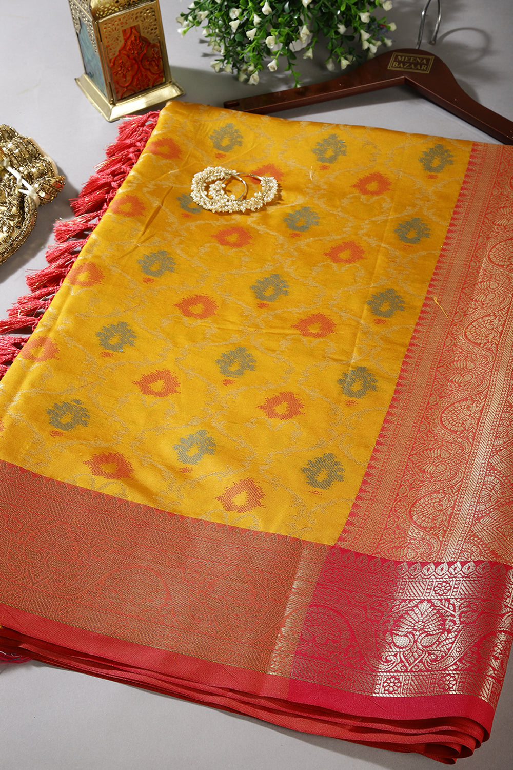 Mustard Color Cotton Silk Woven Saree