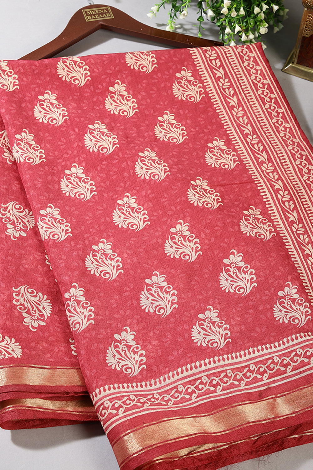Light Maroon Colour Cotton Printed Saree