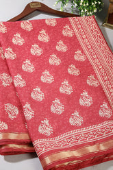 Light Maroon Colour Cotton Printed Saree