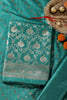 Teal Green Colour Zari Woven Silk Unstitched Suit Fabric