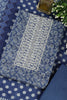 Navy Blue Cotton Silk Floral Printed and Neck Embroidered Unstitched Suit