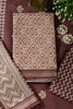 Brown Cotton Ajrakh Block Print Unstitched Suit Material