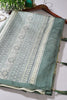 Sea Green Floral Printed Tussar Silk Saree
