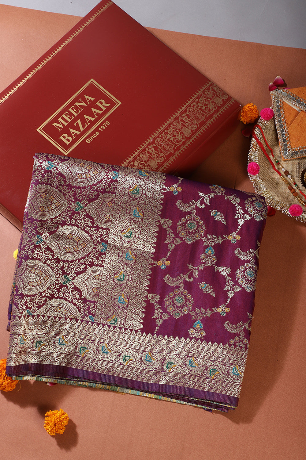 Wine Colour Banarasi Silk Woven Saree