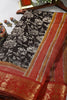 Black Color Printed Cotton Saree with Zari Border