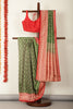 Green & Red Dual Toned Silk Floral Jal Woven Saree