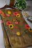 Light Brown Color Floral Printed Chiffon Saree