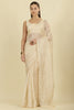 Cream Floral Resham Embroidered Cotton Saree