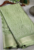Green Color Block Printed Cotton Silk Saree