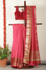 Pastel Red Woven Cotton Silk Saree