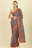 Rust Ajrakh Block Printed Cotton Saree