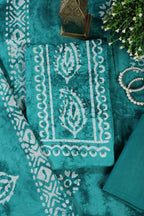 Teal Shibori Printed Unstitched Suit Fabric