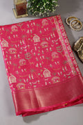 Carmine Color Cotton Silk Printed Saree