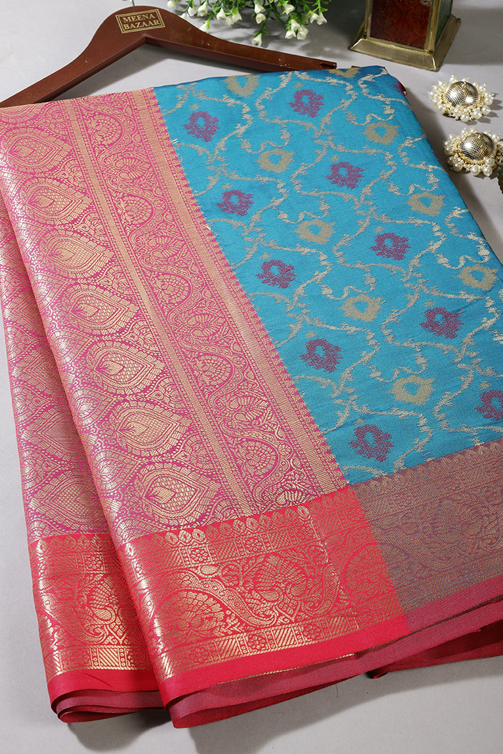 Blue Color Cotton Silk Woven Saree