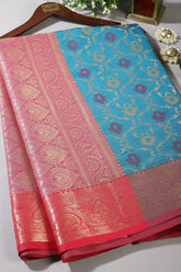 Blue Color Cotton Silk Woven Saree