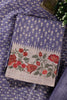 Voilet Tussar Cotton Printed And Floral Embroidered Unstiched Suit Material