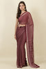Wine Georgette Printed Saree