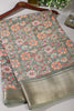 Mehandi Colour Floral Printed Cotton Silk Saree