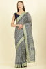 Navy Ajrakh Block Printed Cotton Saree