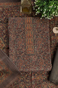 Dark Moss Green Pashmina Digital Printed Unstitched Suit Fabric