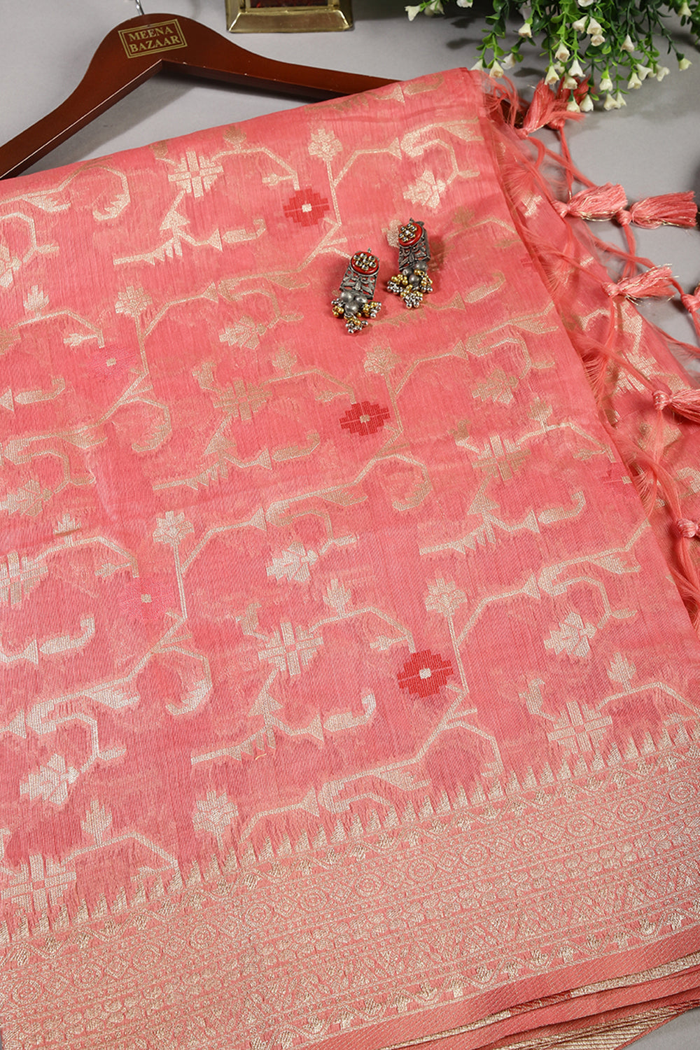 Pink Color Kota Woven Silk Saree