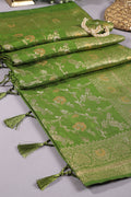 Green Colour Zari Woven South Silk Saree