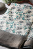 Teal & Cream Colour Floral Printed Cotton Silk Saree