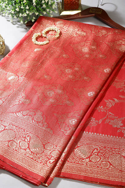 Maroon Color Zari Woven South Silk Saree
