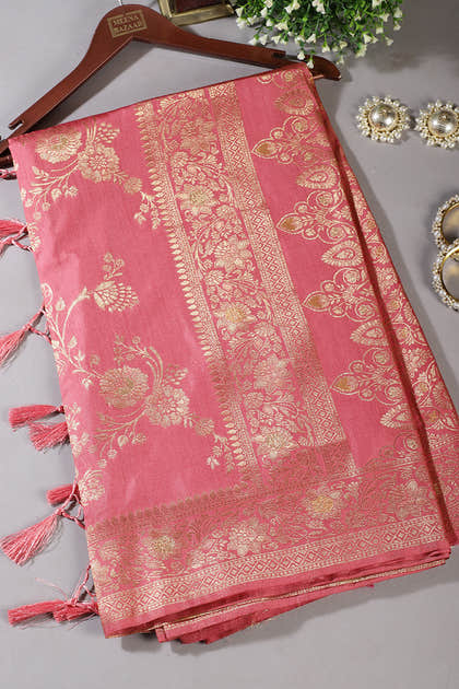 Dusty Pink Art Silk Zari Woven Saree