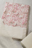 Cream & Red Cotton Chikankari Work Floral Printed Unstitched Suit