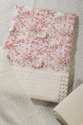 Cream & Red Cotton Chikankari Work Floral Printed Unstitched Suit