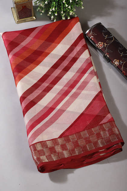 Maroon Color Chiffon Printed Saree