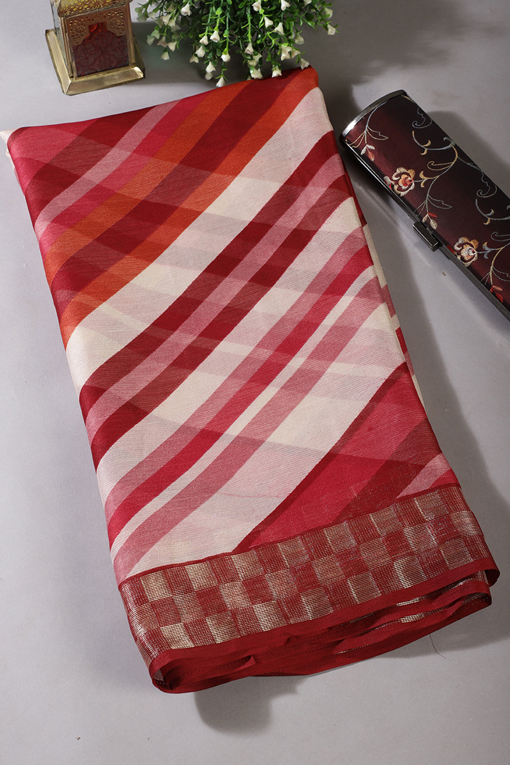 Maroon Color Chiffon Printed Saree