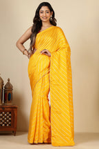 Mustard Modal Silk Saree with Zari Pinstripes