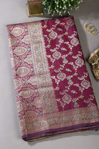 Wine Colour Banarasi Silk Woven Saree